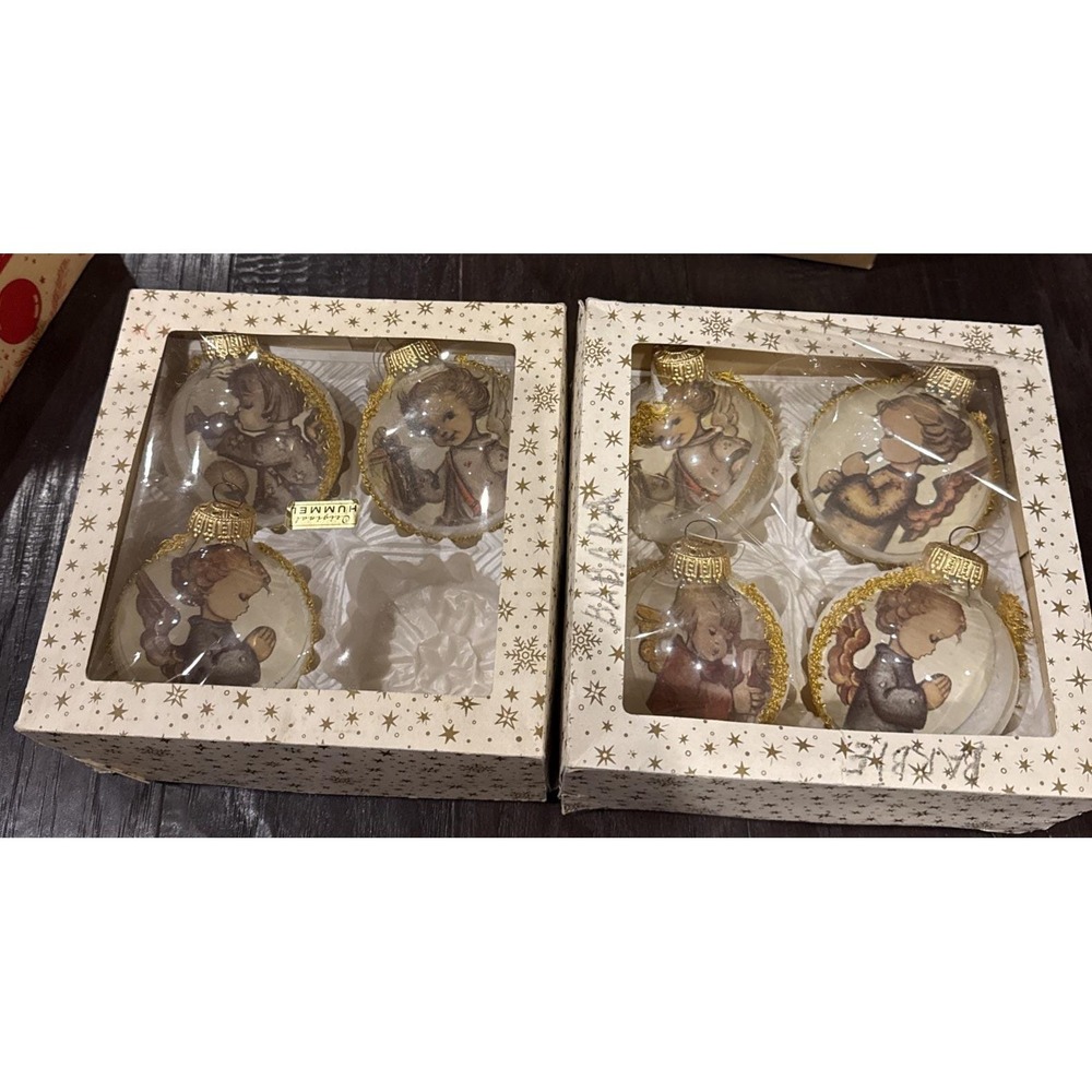 Vintage Hummel Christmas Ball Ornaments West‎ Germany Set Of 7 Angels Box MCM